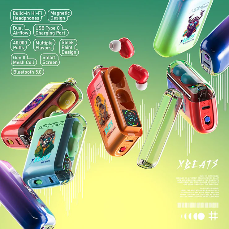 Kit jetable AiRMEZ Xbeats 40000 Puffs avec écouteurs TWS