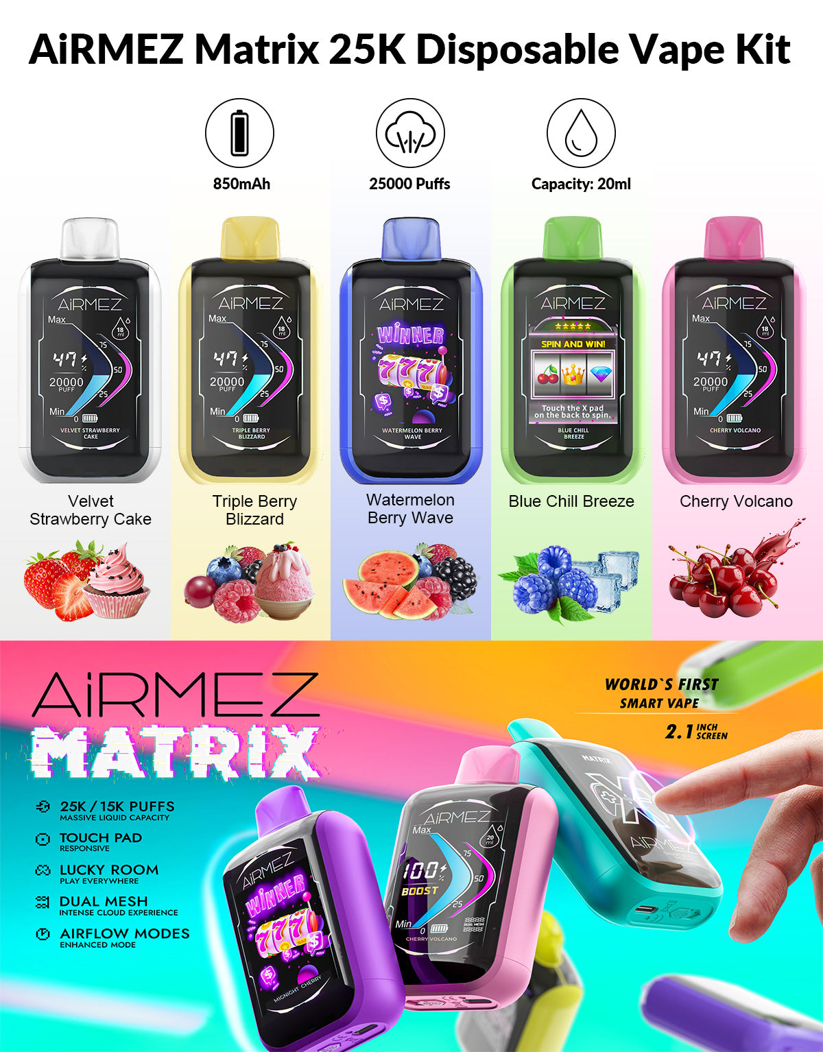 Kit jetable AiRMEZ Matrix 25000 Puffs