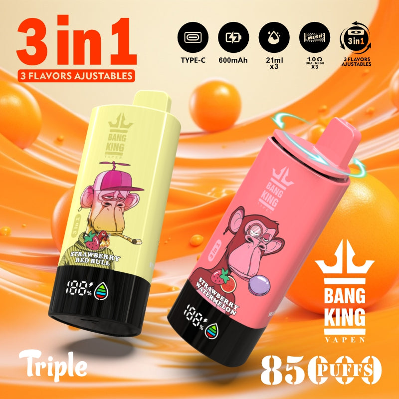 Kit jetable Bang King Triple 85K 3in1 (85000 Puffs) Pas Cher | fr.vapormo.com frvapormo Kit jetable Bang King Triple 85K 3in1 (85000 Puffs) Pas Cher | fr.vapormo.com frvapormo