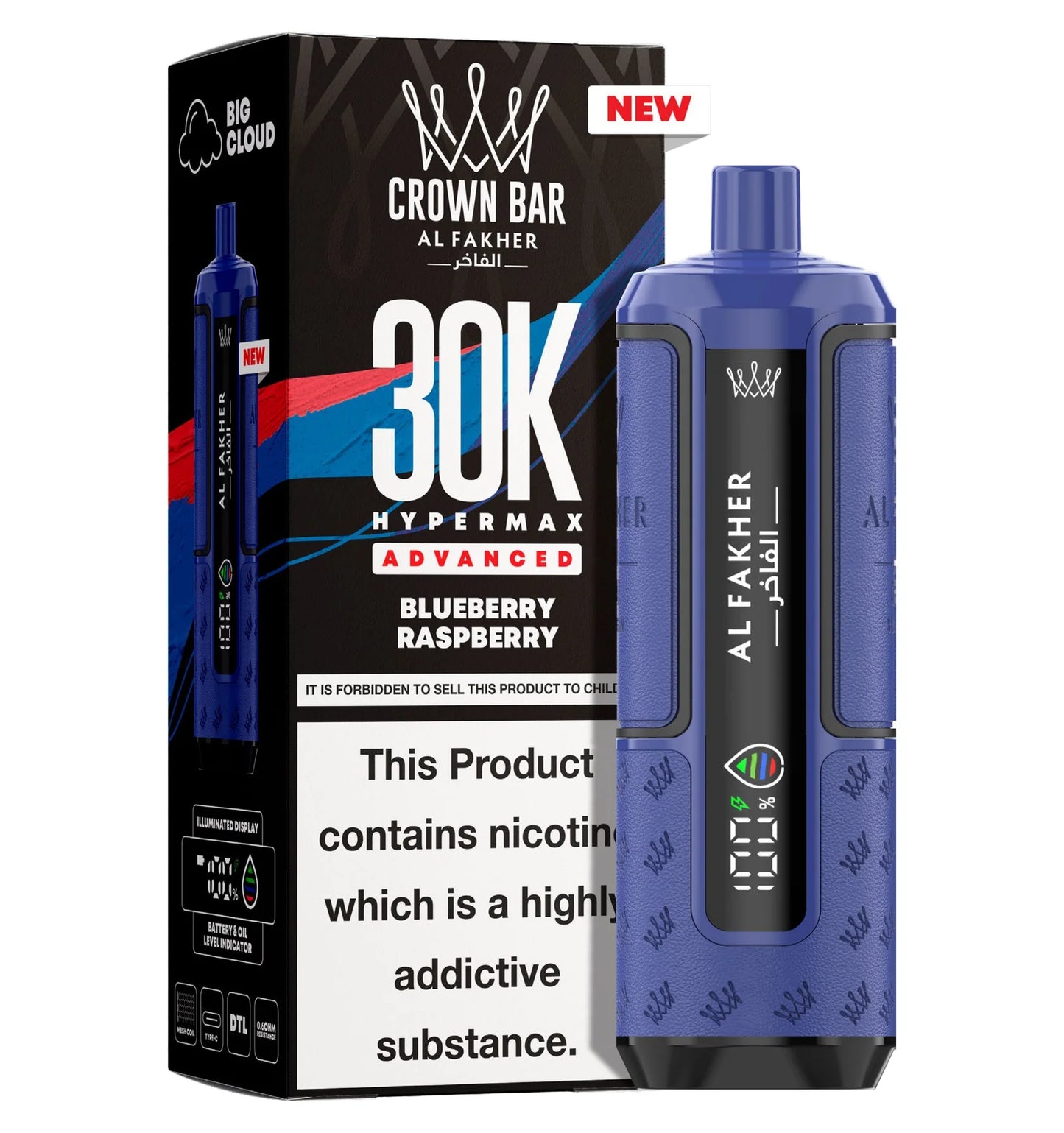 Kit jetable prérempli AL Fakher Crown Bar 30K Hypermax