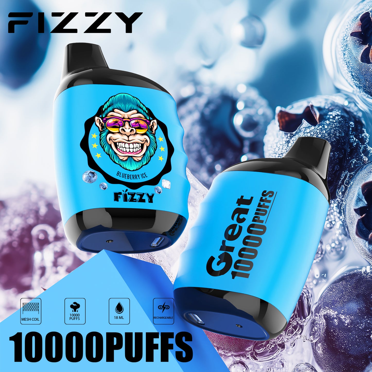 Kit jetable rechargeable Fizzy GREAT 10000 Puffs