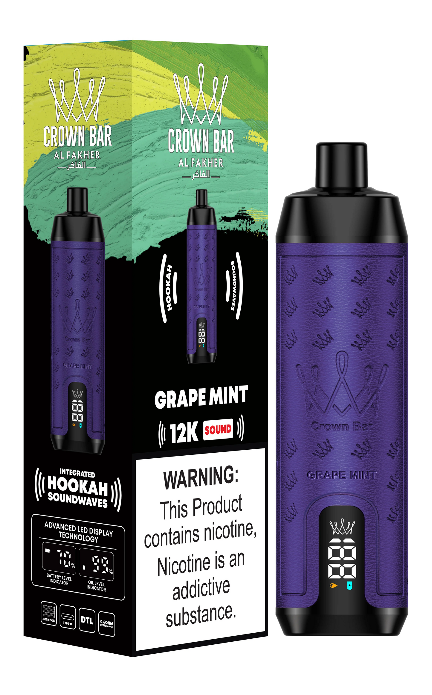 Kit jetable AL Fakher Crown Bar 12000 Bouffées Shisha Hookah