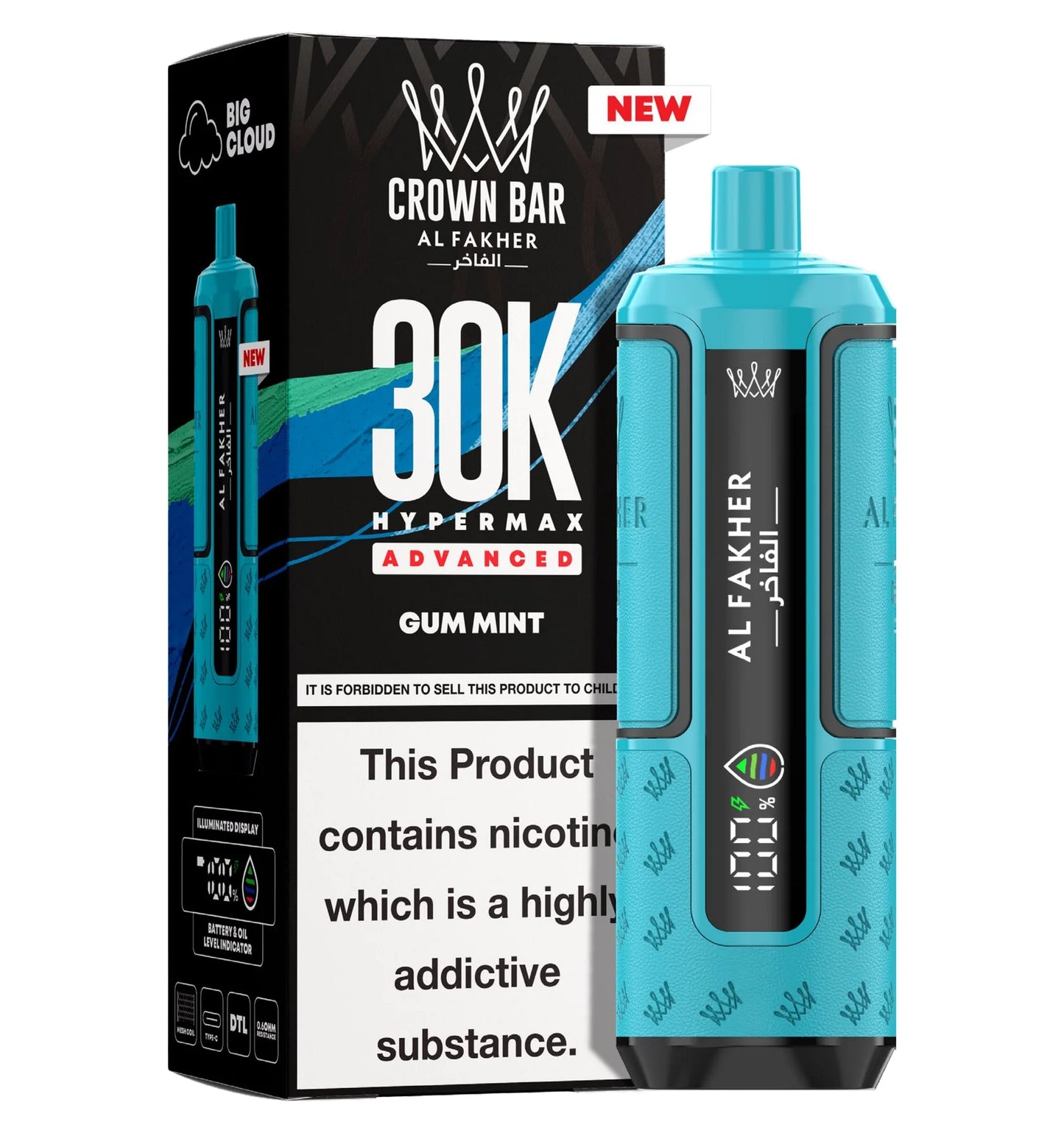 Kit jetable prérempli AL Fakher Crown Bar 30K Hypermax