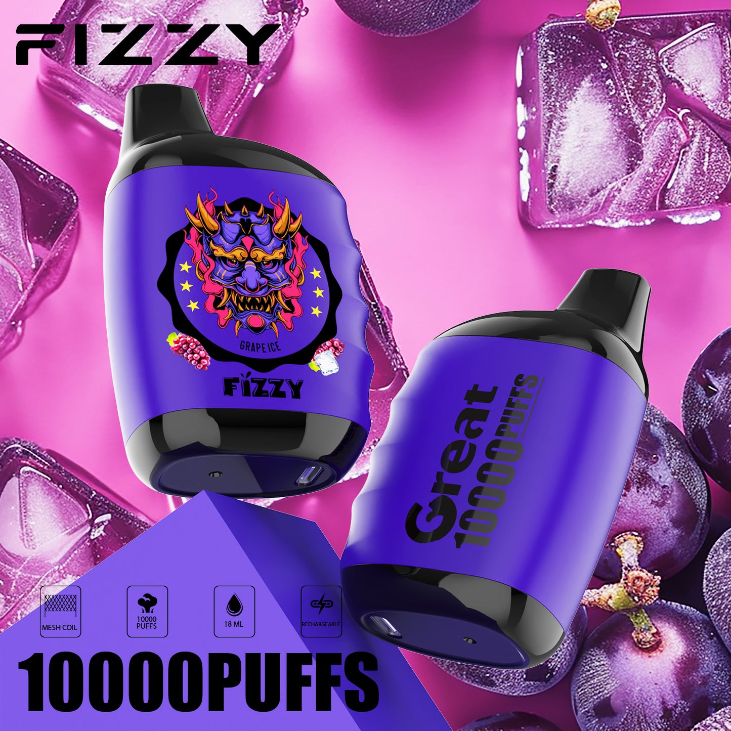 Kit jetable rechargeable Fizzy GREAT 10000 Puffs