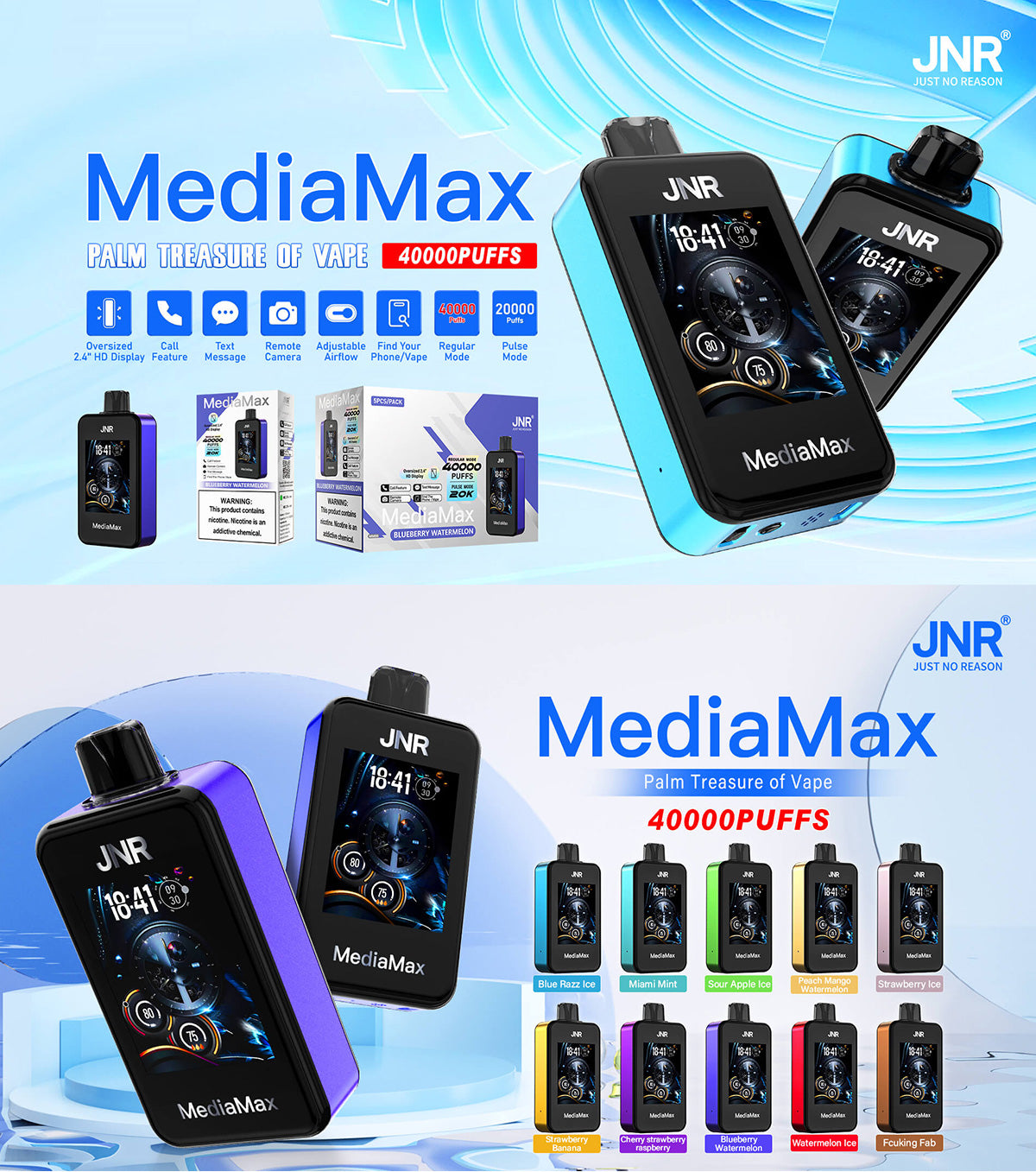 Kit jetable rechargeable JNR MediaMax 40000 21ml