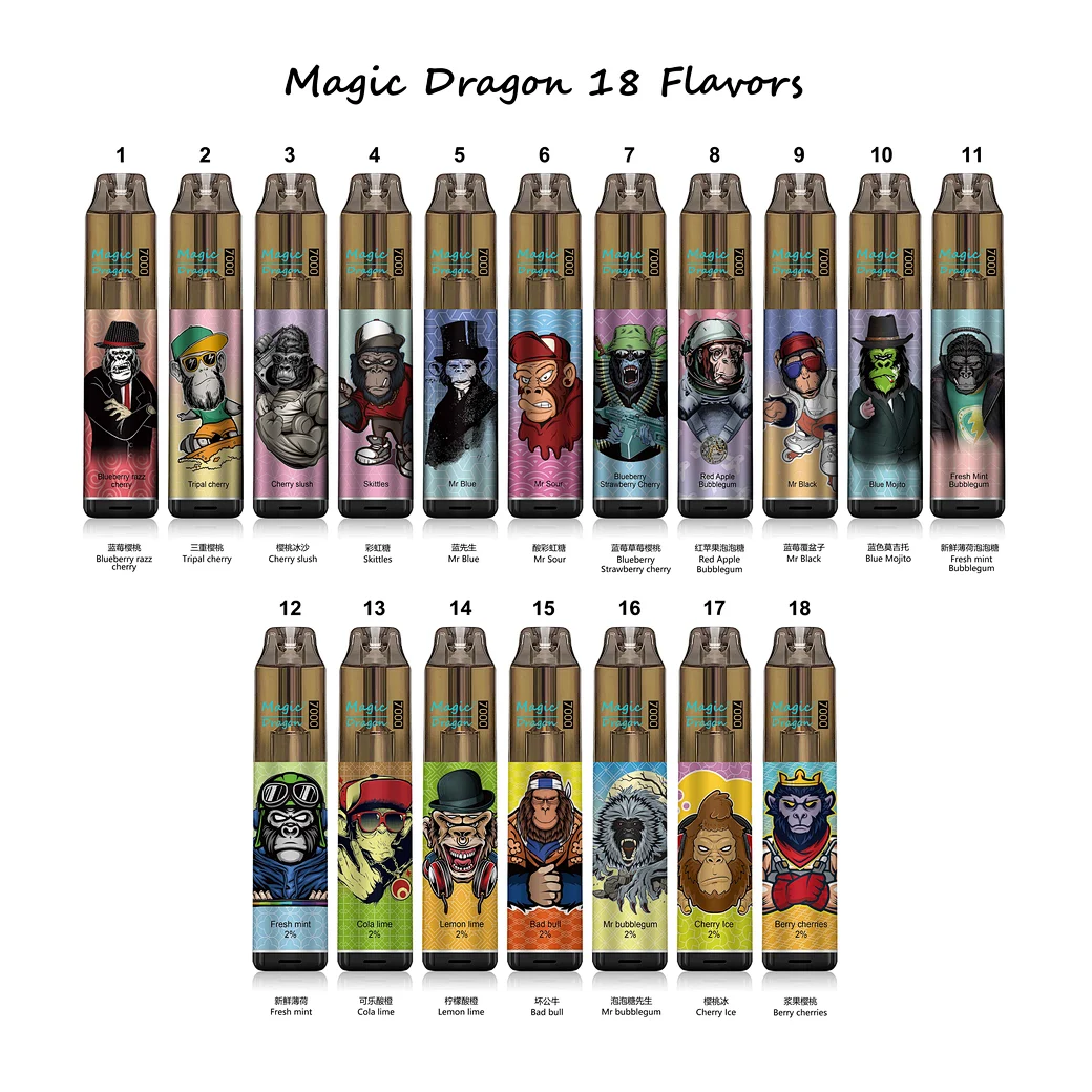 Kit jetable rechargeable Komodo Magic Dragon 7000 bouffées 16ml (10 pièces/paquet)