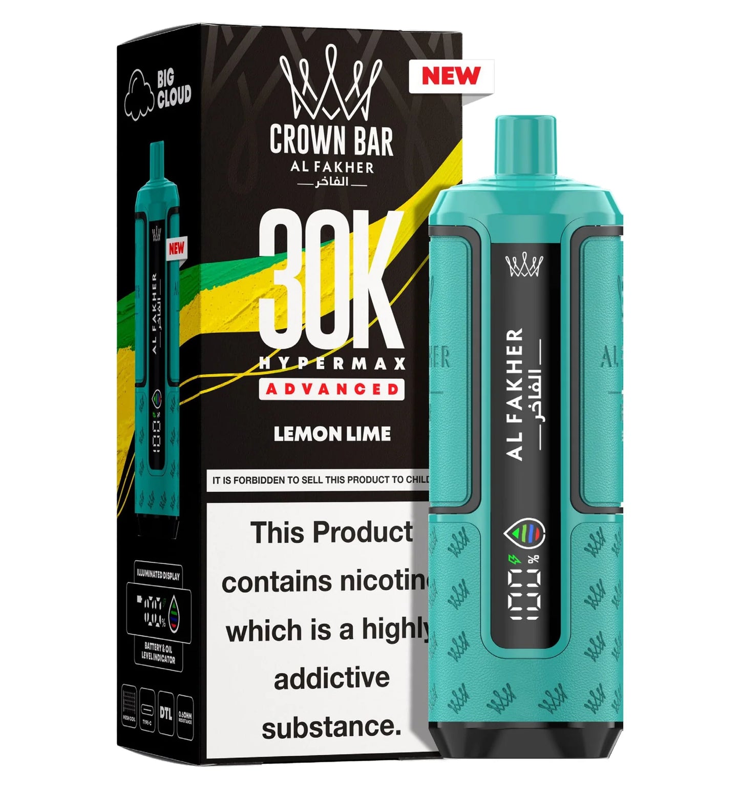 Kit jetable prérempli AL Fakher Crown Bar 30K Hypermax