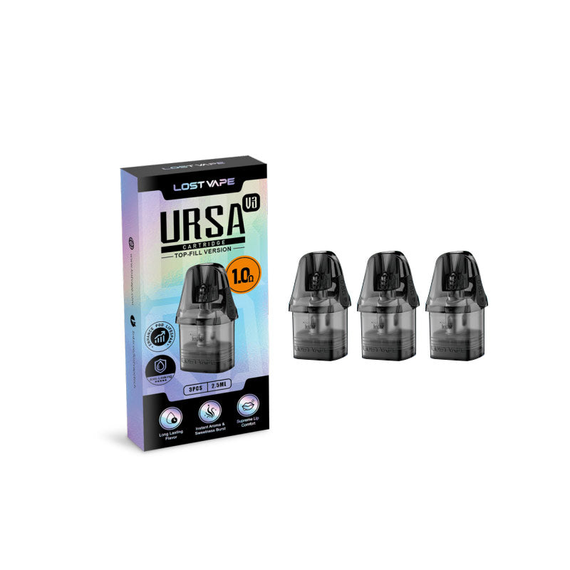 Cartouches pod Lost Vape Ursa V3 pour Ursa Nano / Ursa Nano 2 / Ursa Nano 3 / Ursa Nano Pro / Ursa Nano Air / Ursa Nano S 2 / Ursa Baby / Ursa Baby 2 / Ursa Baby 3 / Ursa Baby Pro / Ursa Pro / Ursa S Kit 2,5 ml (3 pièces/paquet)