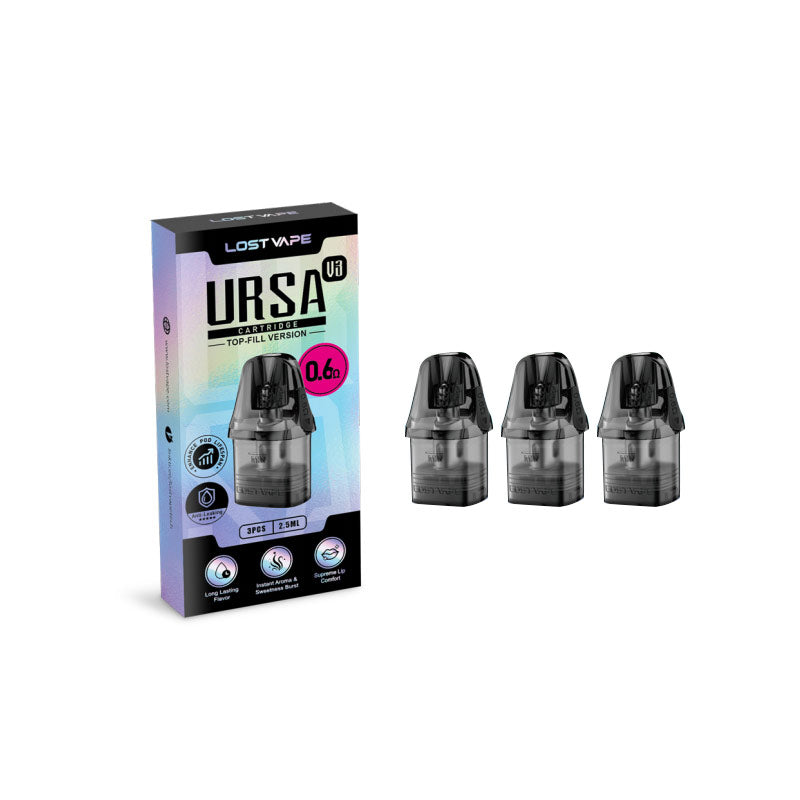 Cartouches pod Lost Vape Ursa V3 pour Ursa Nano / Ursa Nano 2 / Ursa Nano 3 / Ursa Nano Pro / Ursa Nano Air / Ursa Nano S 2 / Ursa Baby / Ursa Baby 2 / Ursa Baby 3 / Ursa Baby Pro / Ursa Pro / Ursa S Kit 2,5 ml (3 pièces/paquet)