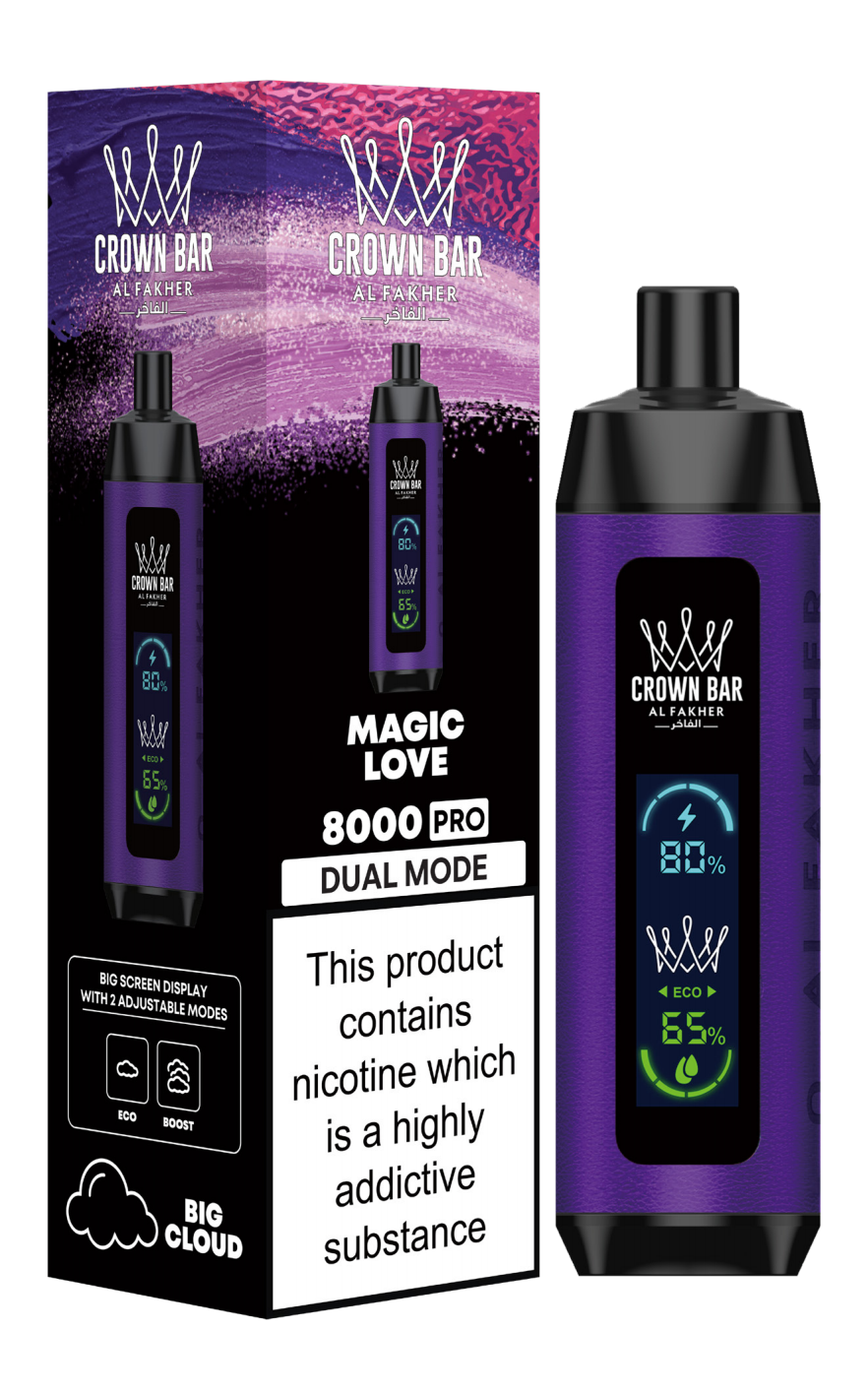 Kit jetable rechargeable Al Fakher Crown Bar 8000 Pro Dual Mode (Big Cloud)