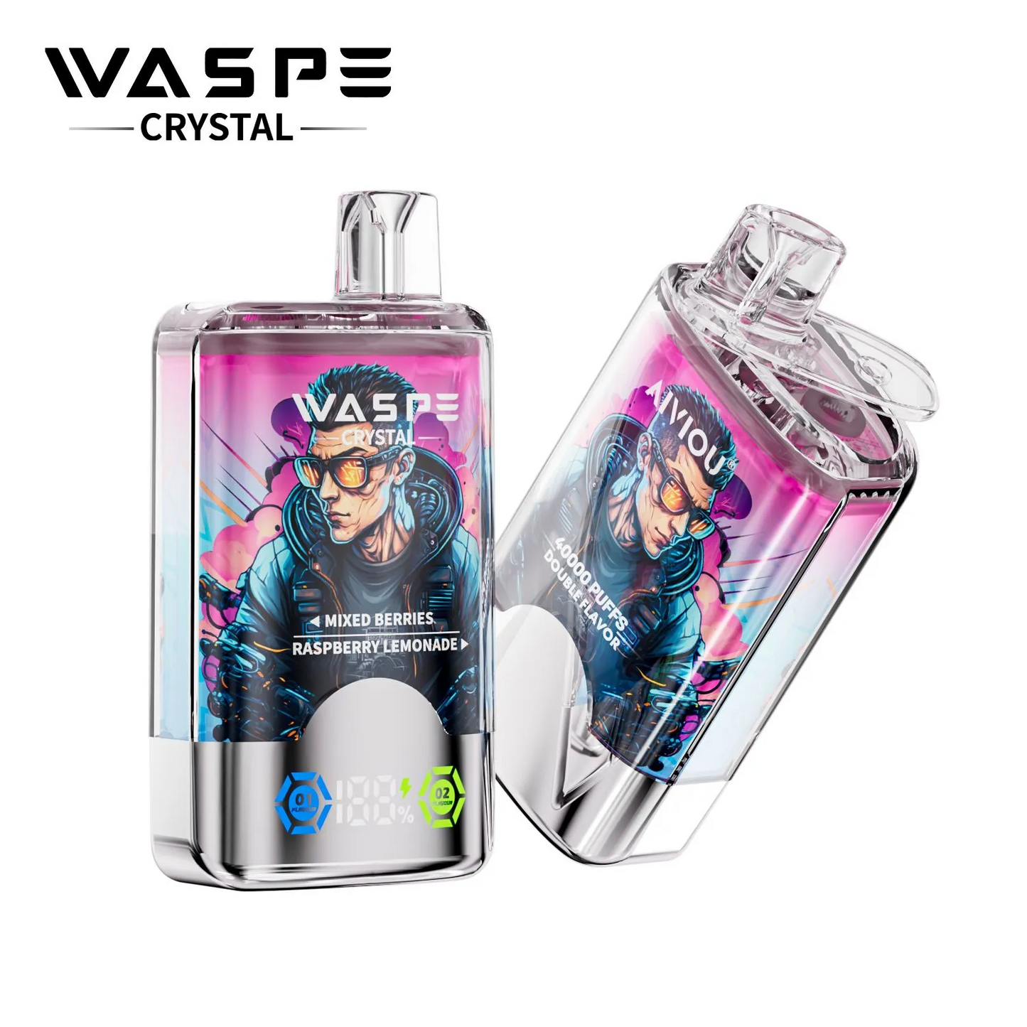 Kit jetable WASPE Crystal 40000 Puffs (double saveur)