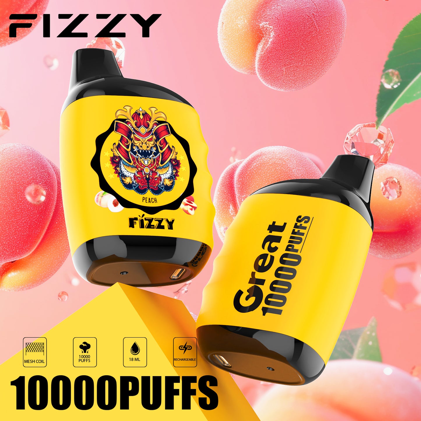 Kit jetable rechargeable Fizzy GREAT 10000 Puffs