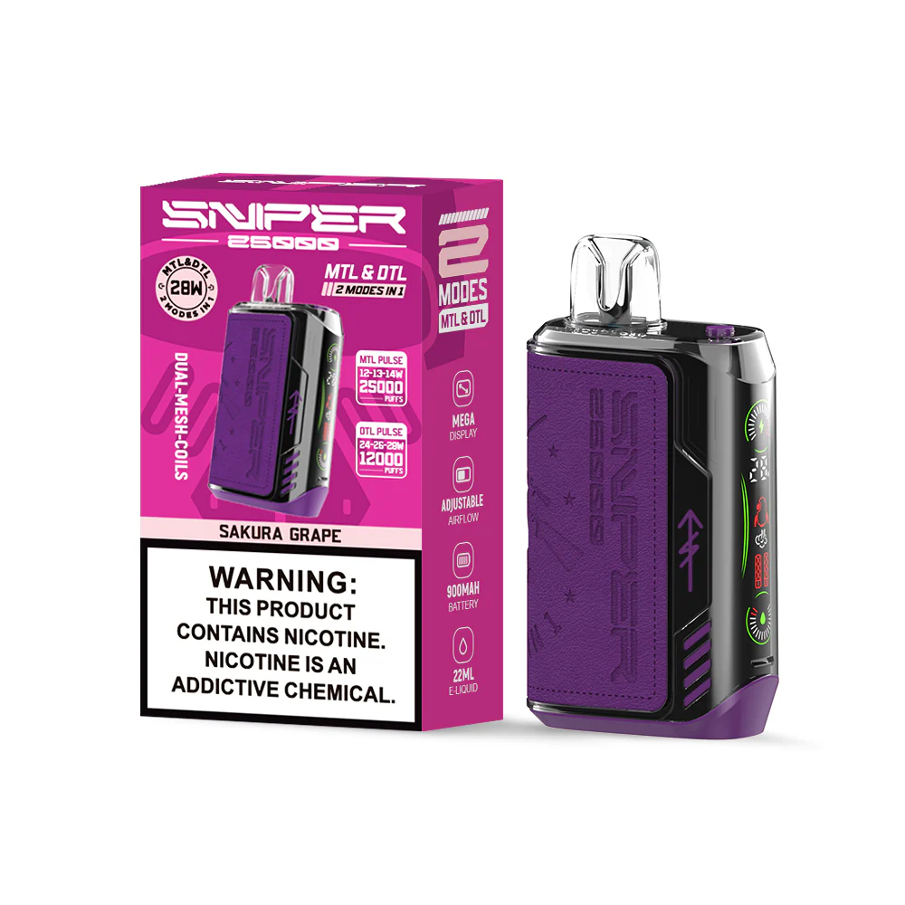 Kit jetable rechargeable Vapmod Sniper 25000 Puffs