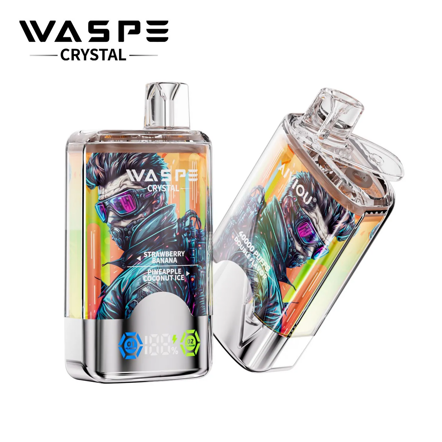 Kit jetable WASPE Crystal 40000 Puffs (double saveur)