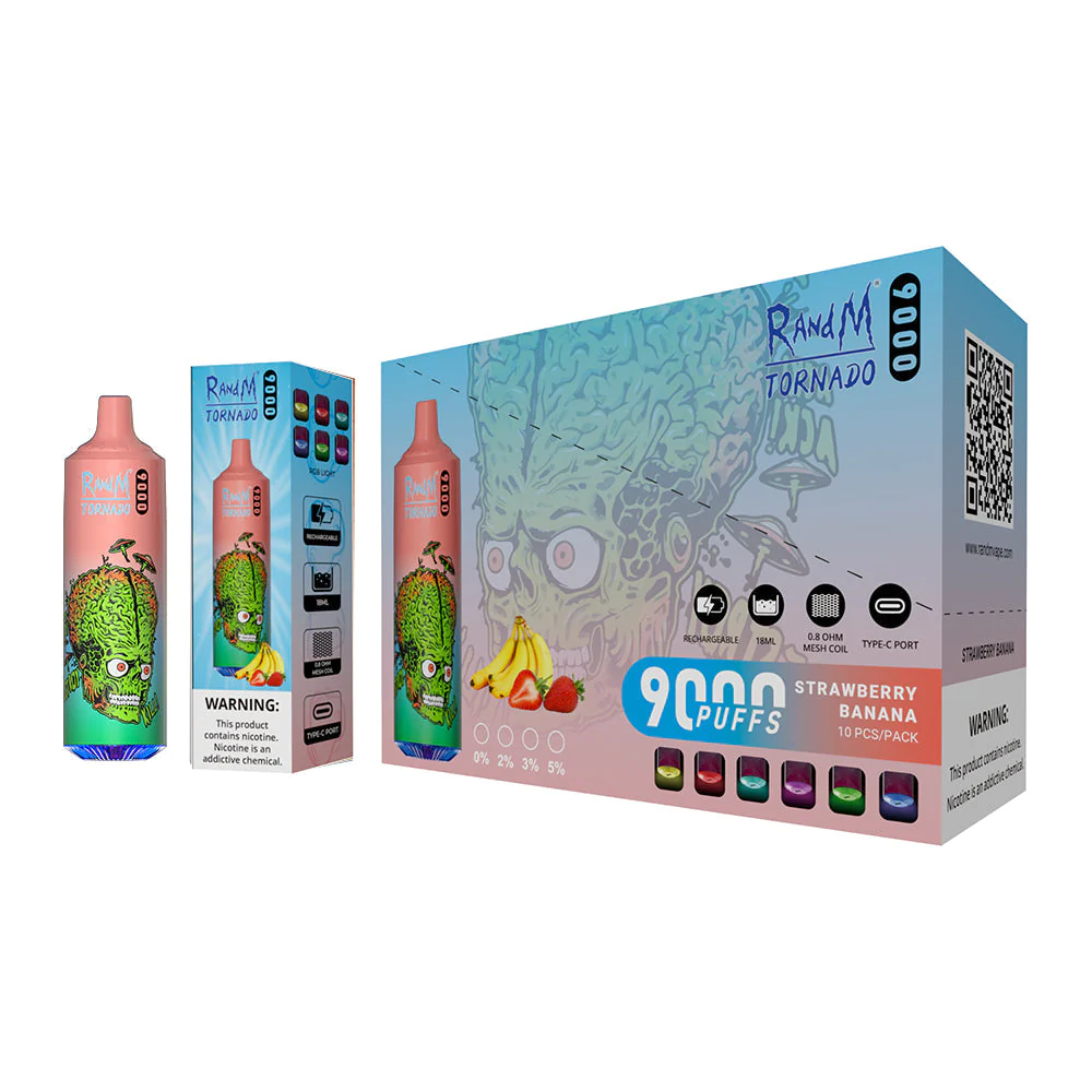 Kit jetable rechargeable RandM Tornado 9000 bouffées 18 ml (20mg)