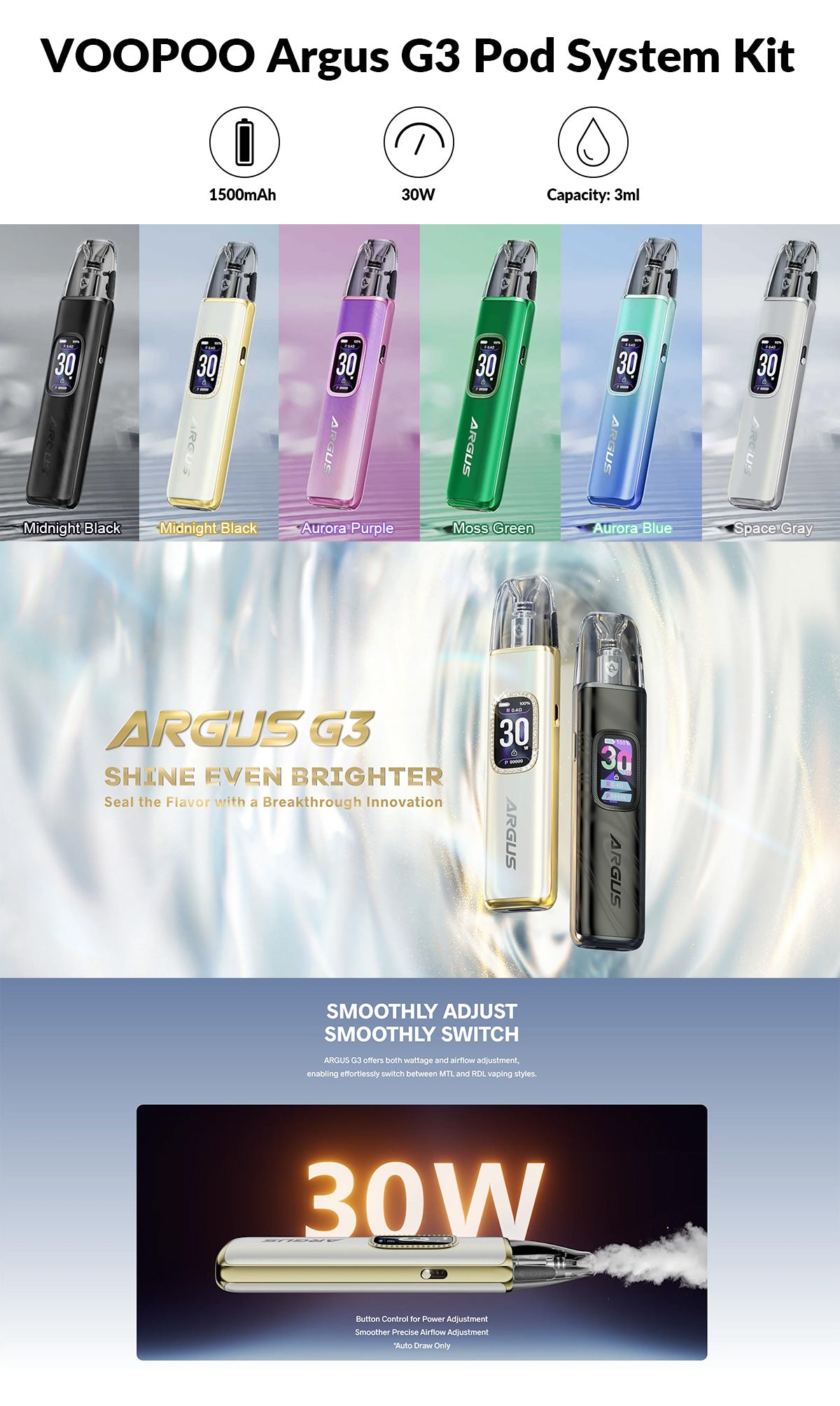 Kit Pod VOOPOO Argus G3 1500mAh