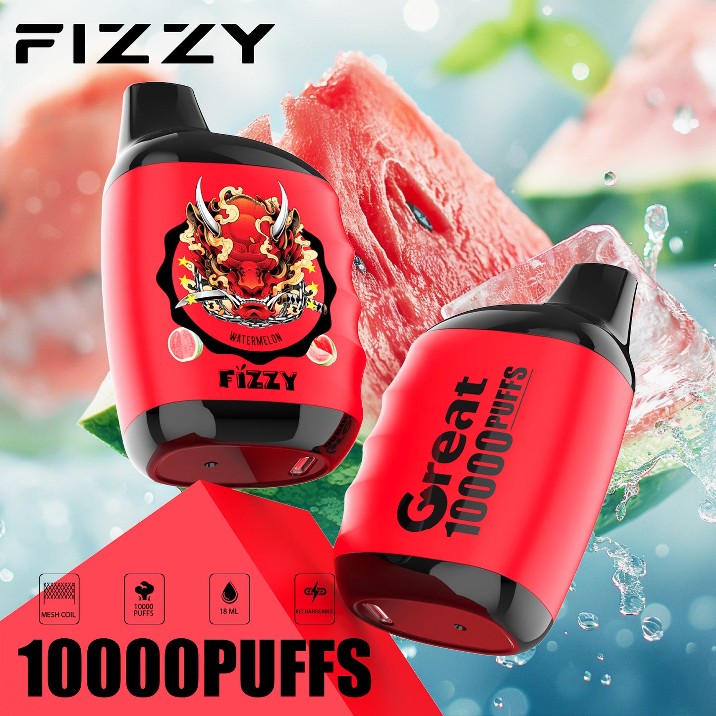 Kit jetable rechargeable Fizzy GREAT 10000 Puffs