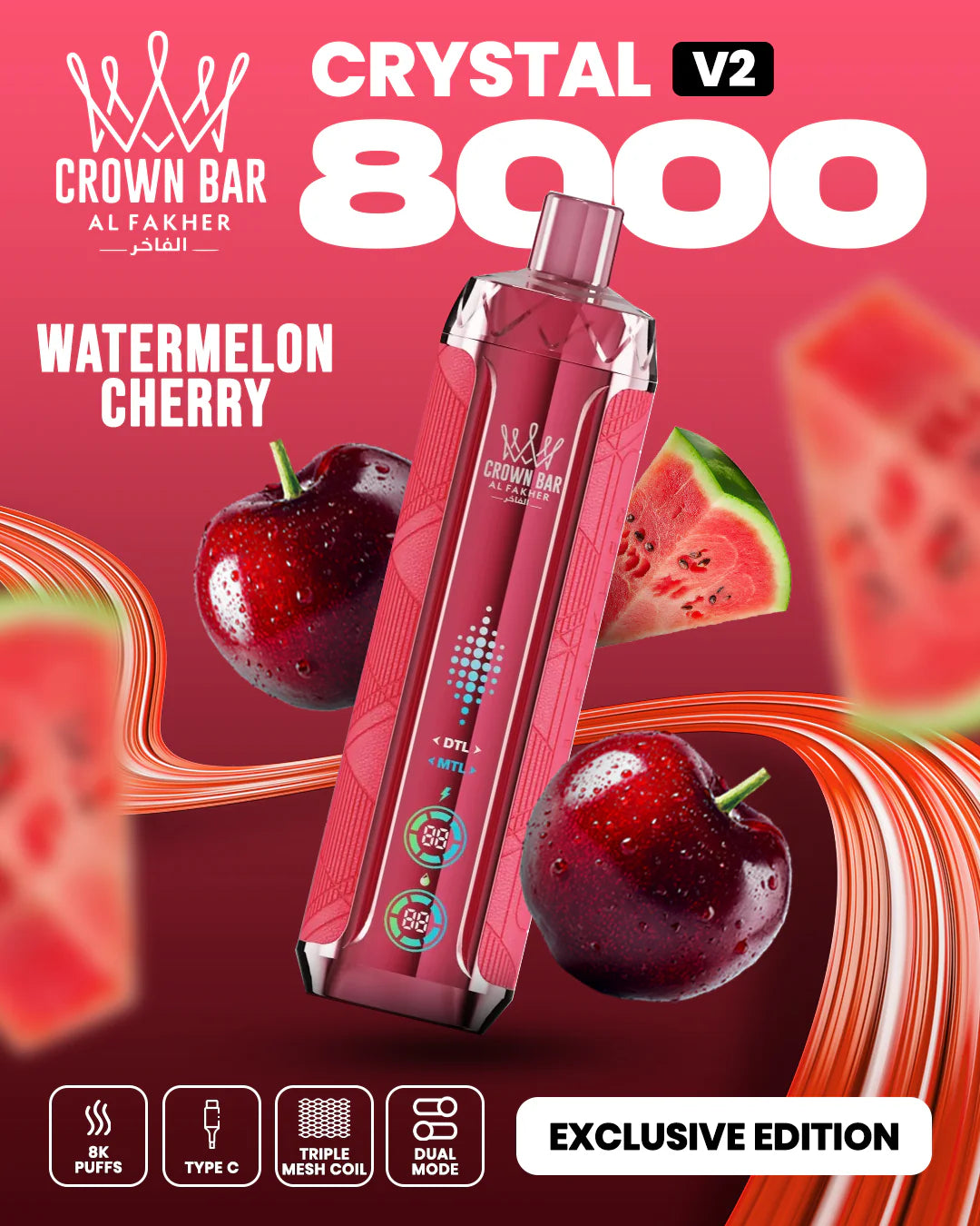 Kit jetable AL Fakher Crown Bar 8000 Crystal V2