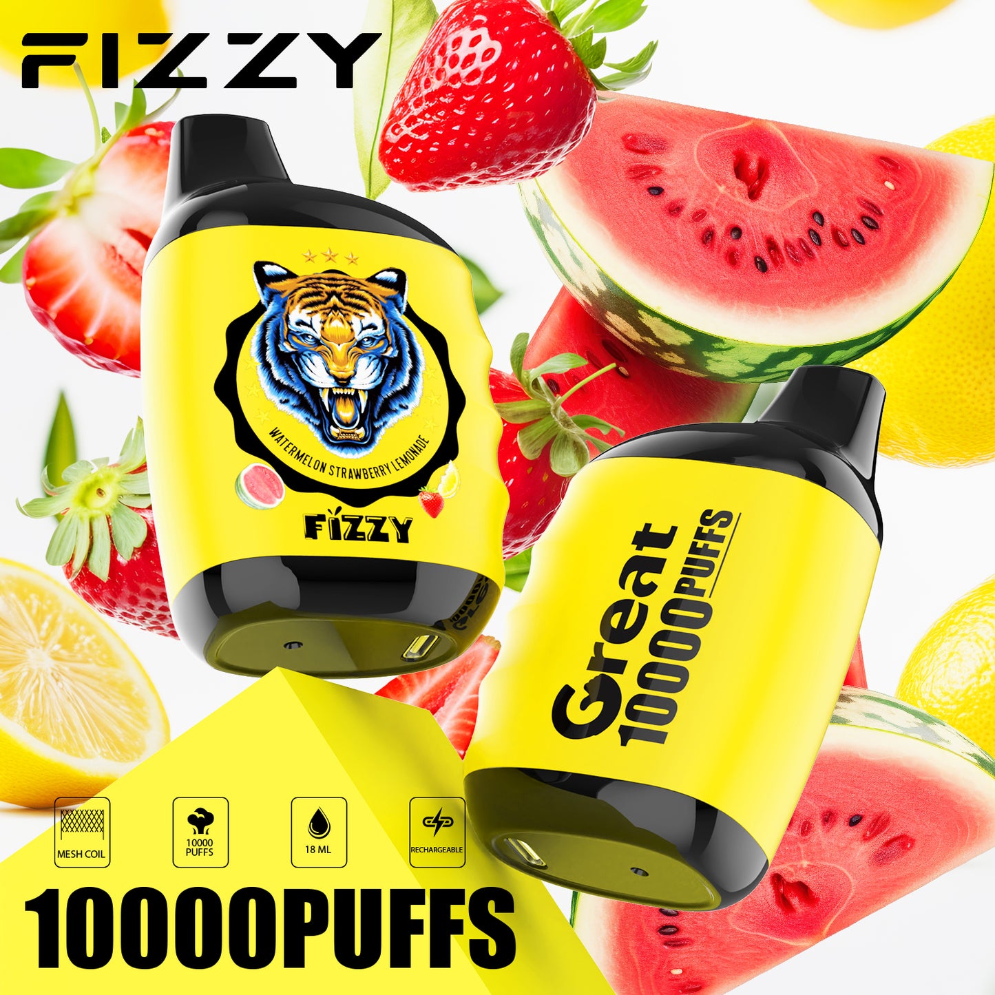 Kit jetable rechargeable Fizzy GREAT 10000 Puffs