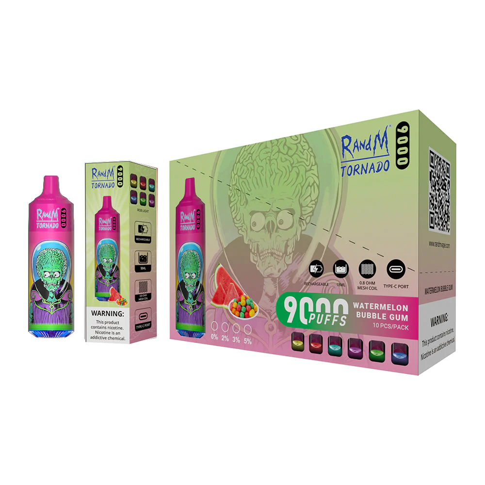 Kit jetable rechargeable RandM Tornado 9000 bouffées 18 ml (20mg)