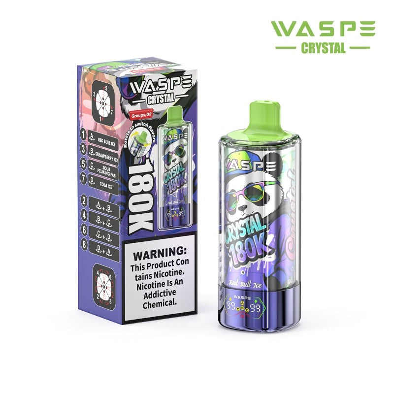 Kit jetable WASPE Crystal 8-in-1 180K 180000 Puffs 68ml