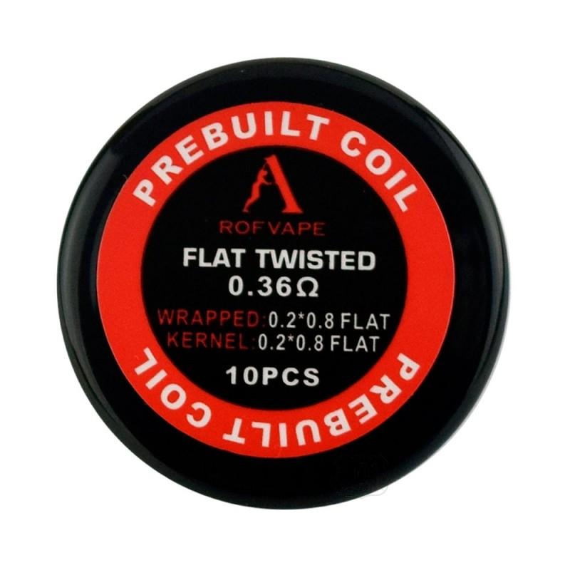 Coils Rofvape Flat Twisted Prebuilt 0.36 Ohm 10PCS-PACK (0.2*0.8*2 Flat)