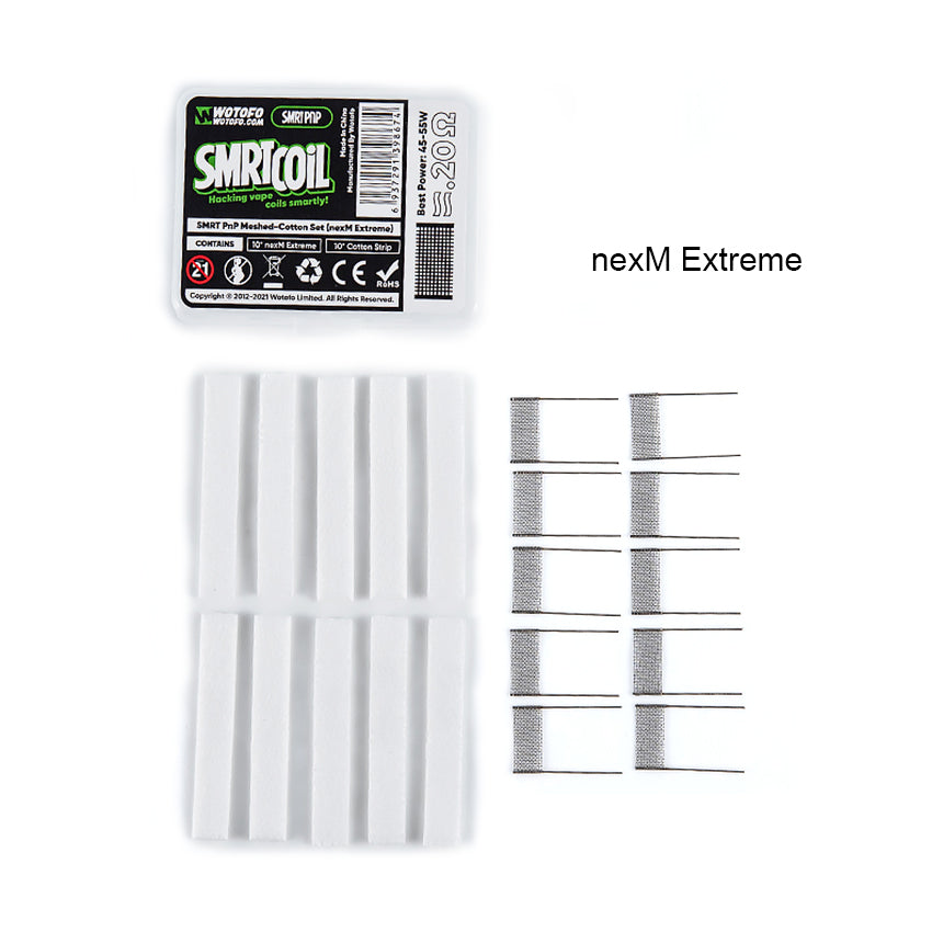 Kit d'Accessoires SMRT PnP Meshed-Cotton - Wotofo (10pcs/pack)