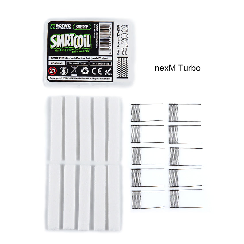Kit d'Accessoires SMRT PnP Meshed-Cotton - Wotofo (10pcs/pack)