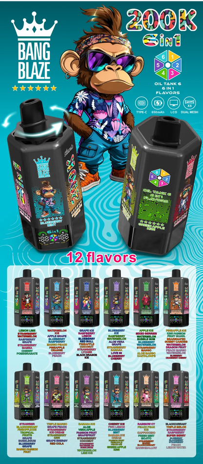 Kit jetable Bang Blaze 200K 200000 Puffs 6 in 1