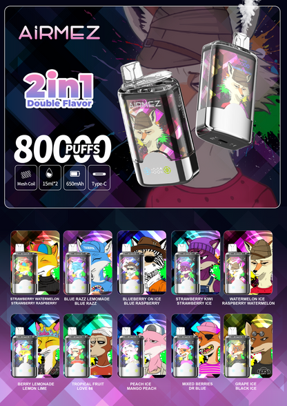 Kit jetable AiRMEZ Fox 80000 80K Puffs 30ml (Dual Flavor)