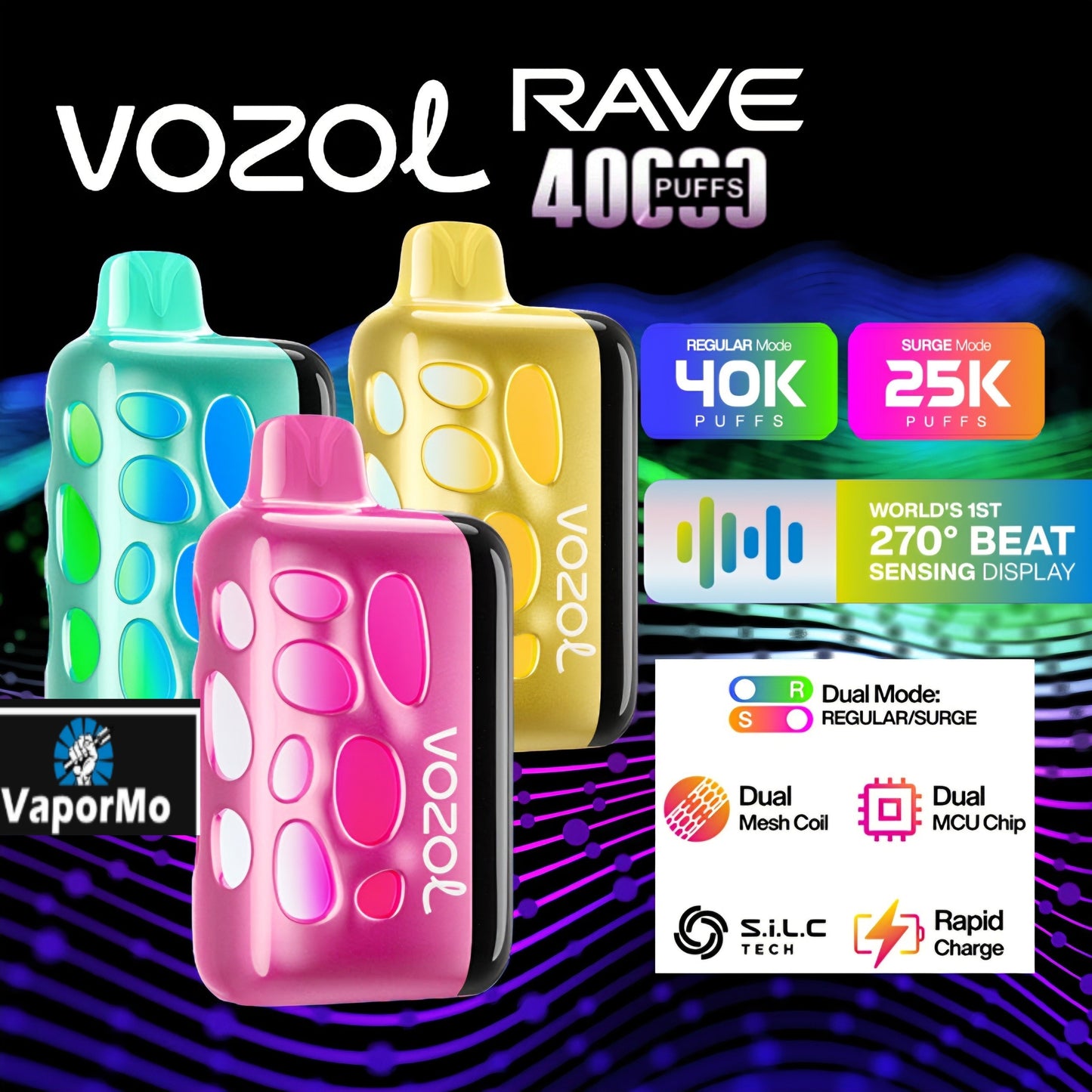 Kit jetable Vozol Rave 40000 40K Puffs 20mg