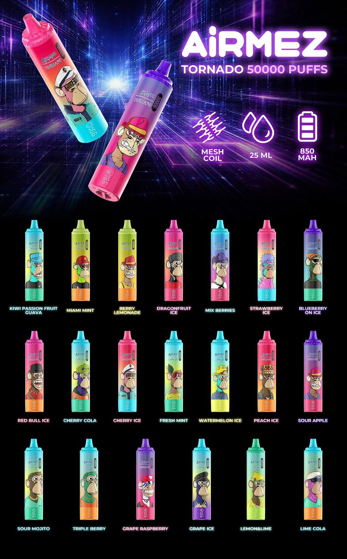 Kit jetable AiRMEZ Tornado 50K Puffs 25ml