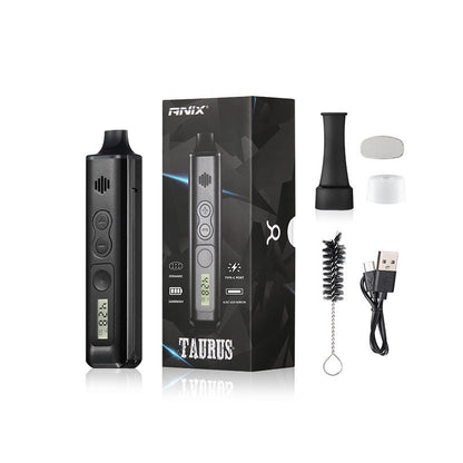 KinZon Vaporisateur Taurus Herbes Sèches – Chambre Céramique, Écran OLED, Chauffage 40s, Contrôle Précis Température (Noir)