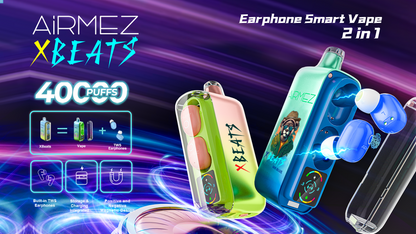 Kit jetable AiRMEZ Xbeats 50000 50K Puffs avec écouteurs TWS
