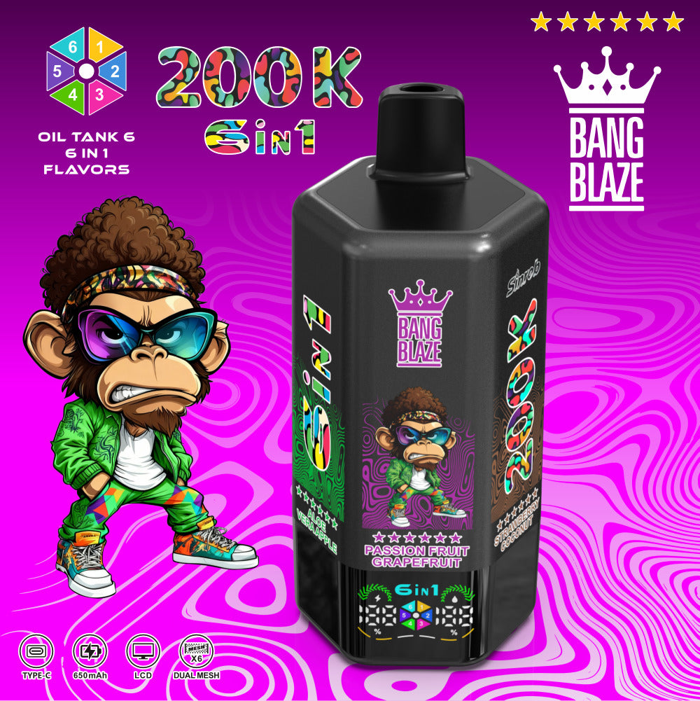 Kit jetable Bang Blaze 200K 200000 Puffs 6 in 1