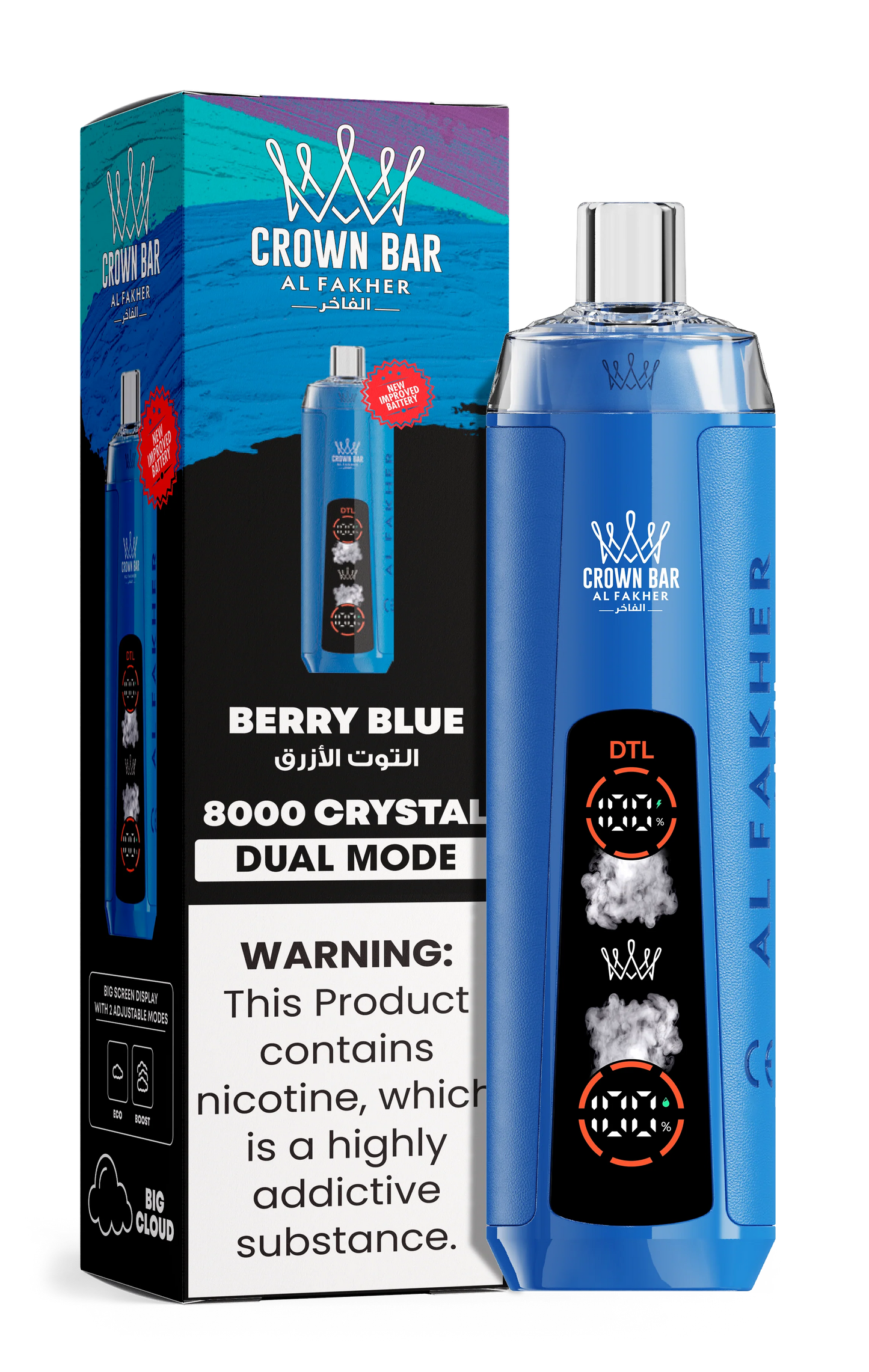 Kit jetable AL Fakher Crown Bar 8000 Crystal Dual Mode