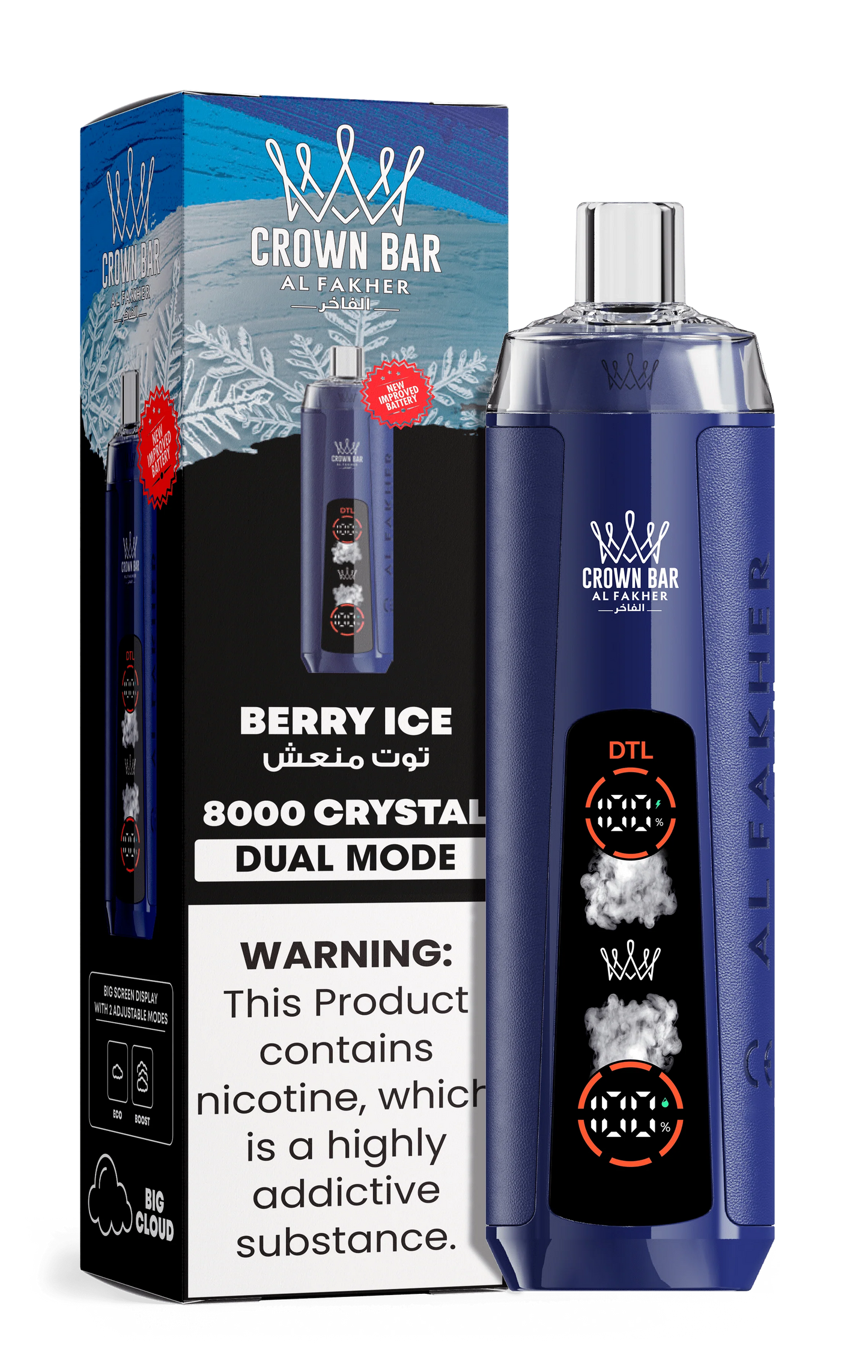 Kit jetable AL Fakher Crown Bar 8000 Crystal Dual Mode