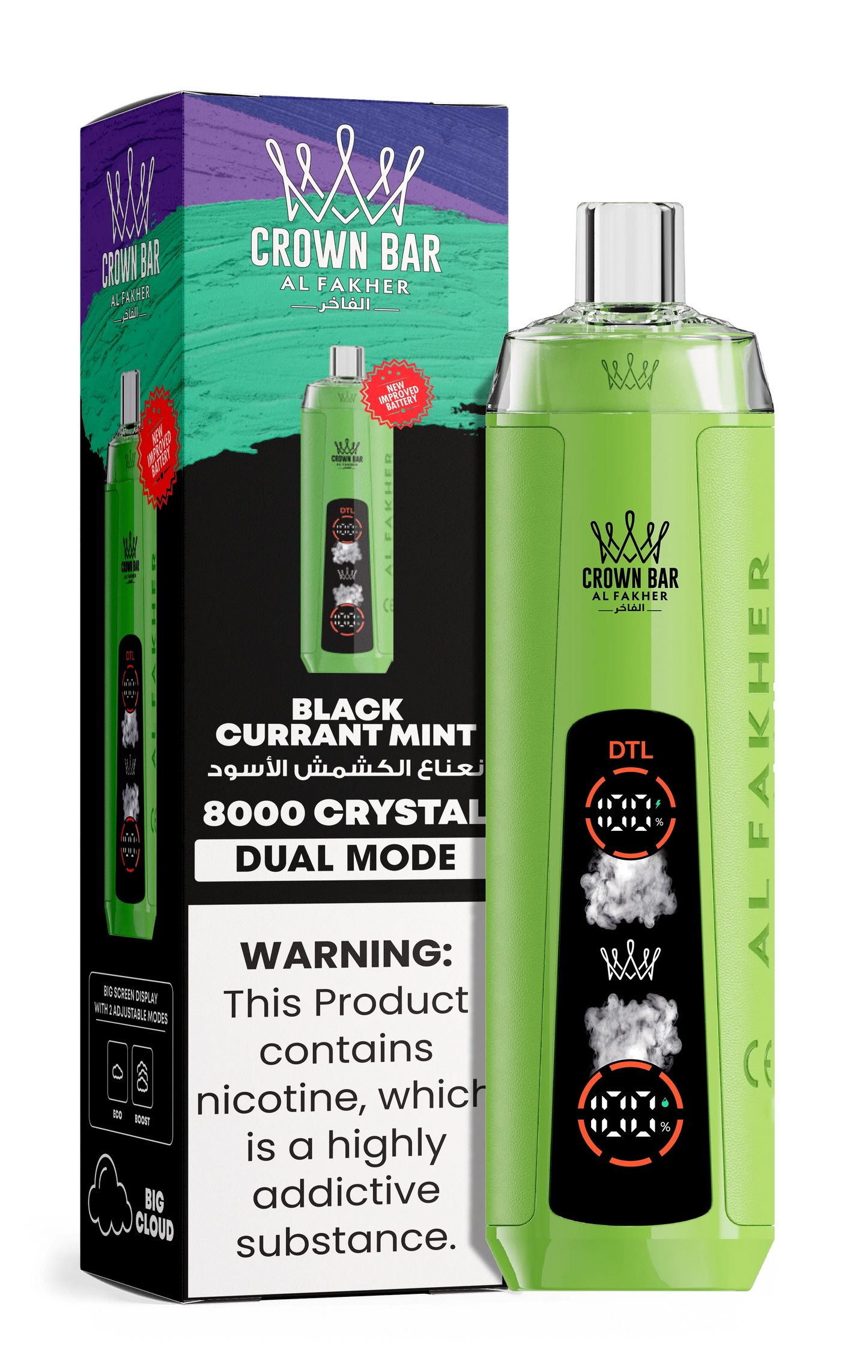 Kit jetable AL Fakher Crown Bar 8000 Crystal Dual Mode
