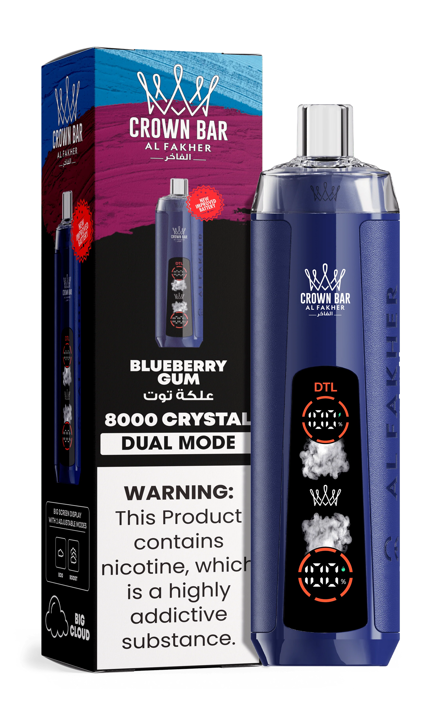 Kit jetable AL Fakher Crown Bar 8000 Crystal Dual Mode