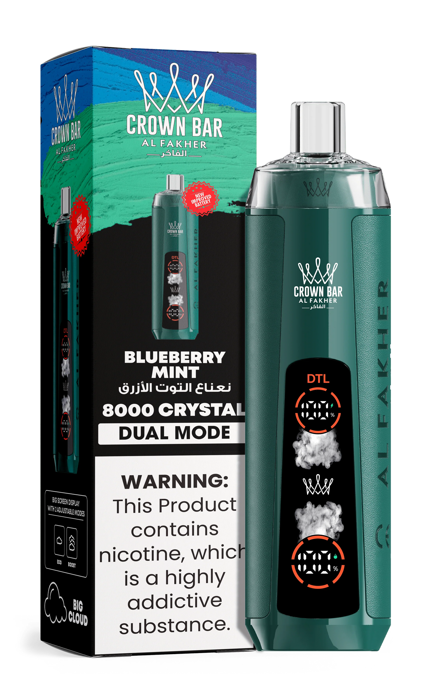 Kit jetable AL Fakher Crown Bar 8000 Crystal Dual Mode