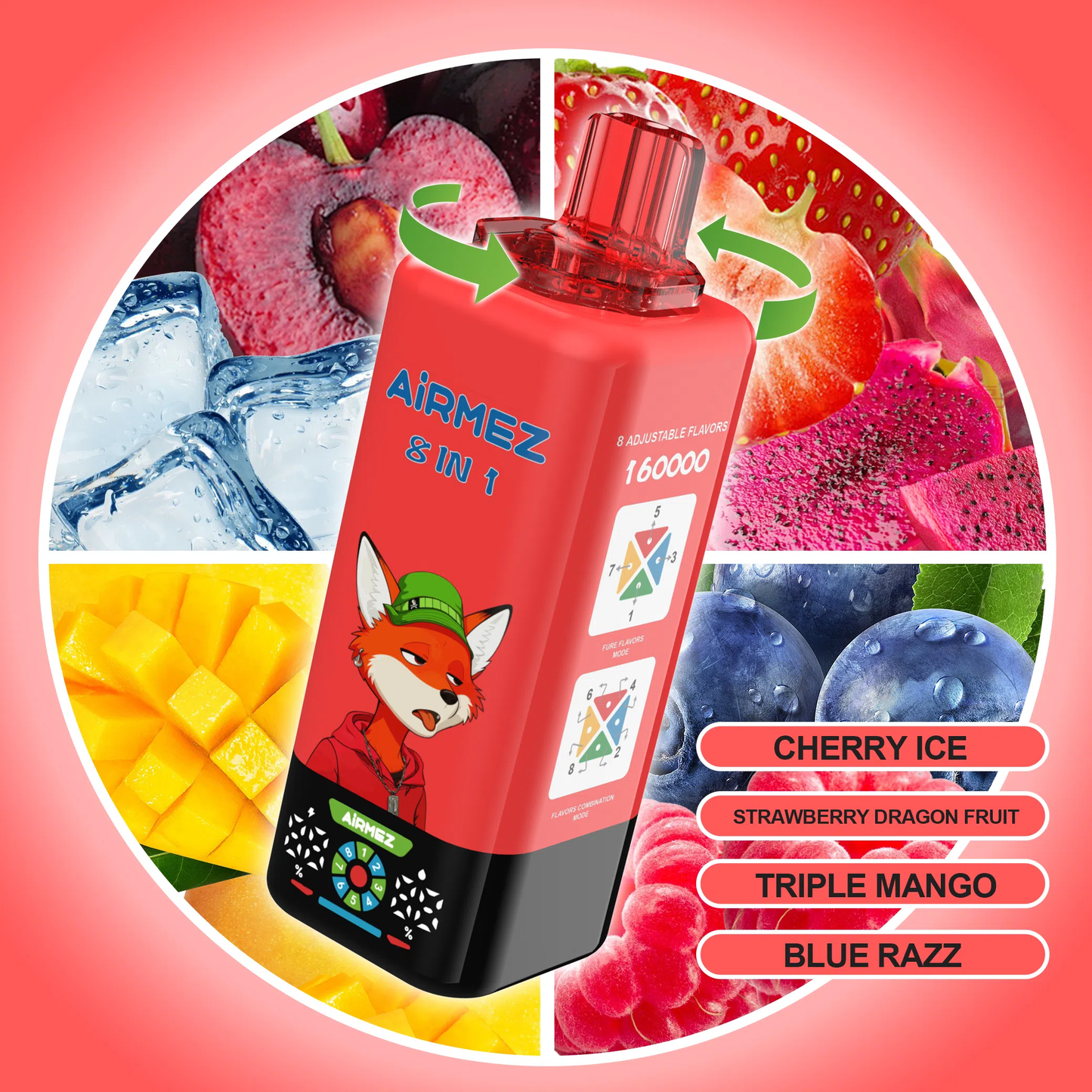 Kit jetable AIRMEZ FOX 8 IN 1 160K 160000 Puffs