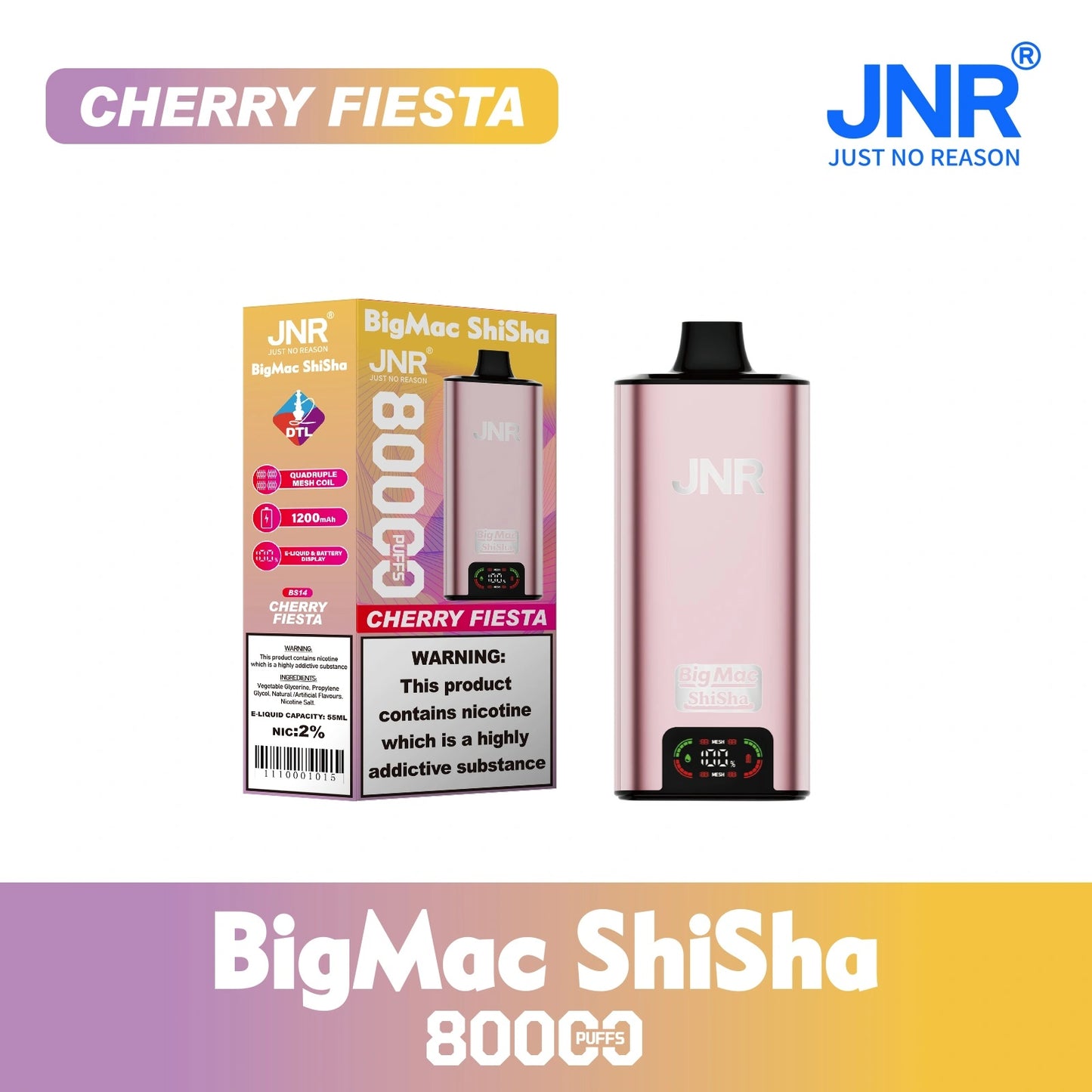 Kit jetable JNR BIG MAC Shisha 80K 80000 Puffs