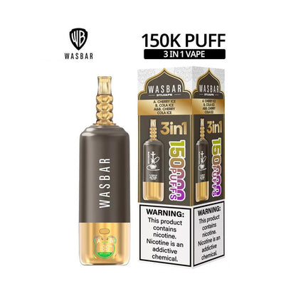 Kit jetable Wasbar 150K Puffs 3-in-1 DTL Shisha Hookah