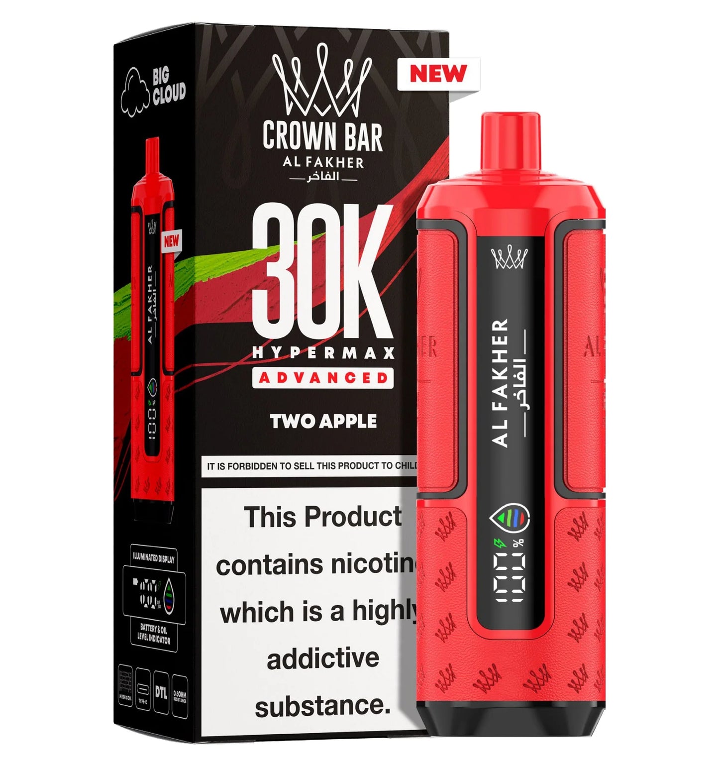 Kit jetable prérempli AL Fakher Crown Bar 30K Hypermax