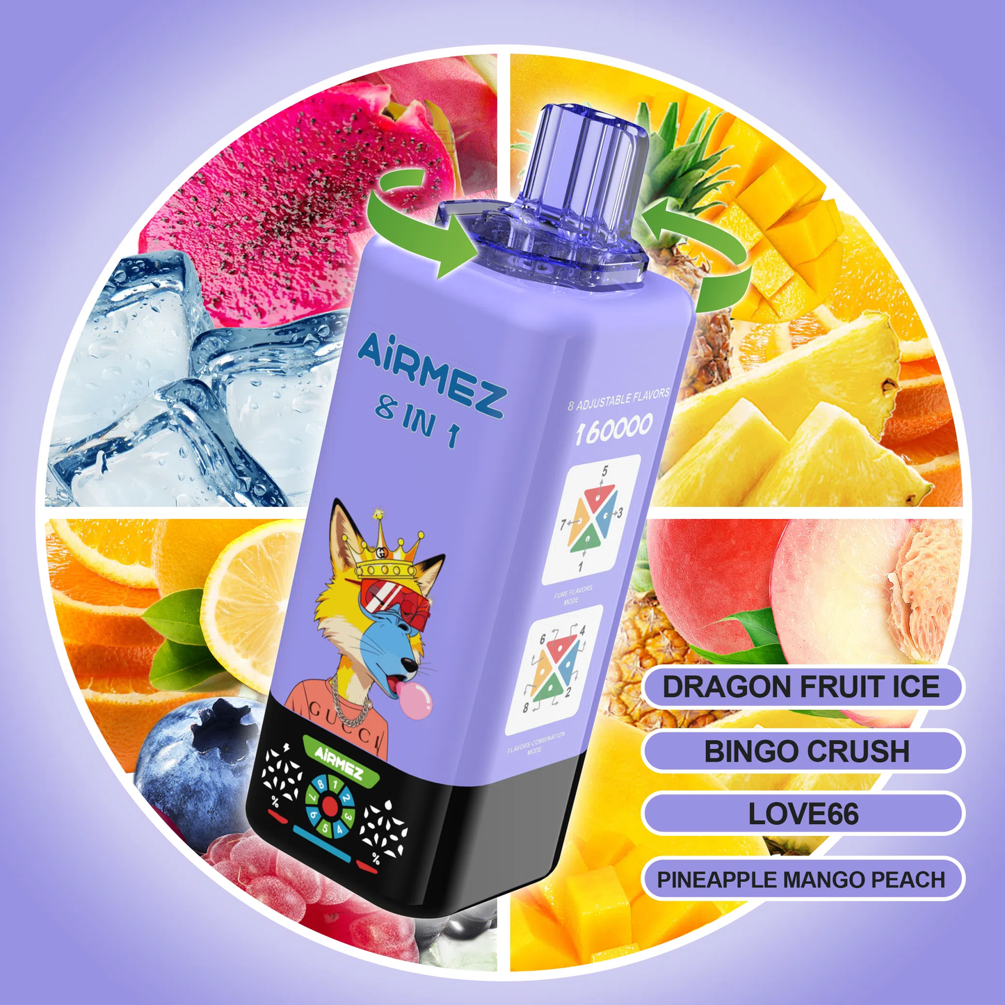 Kit jetable AIRMEZ FOX 8 IN 1 160K 160000 Puffs