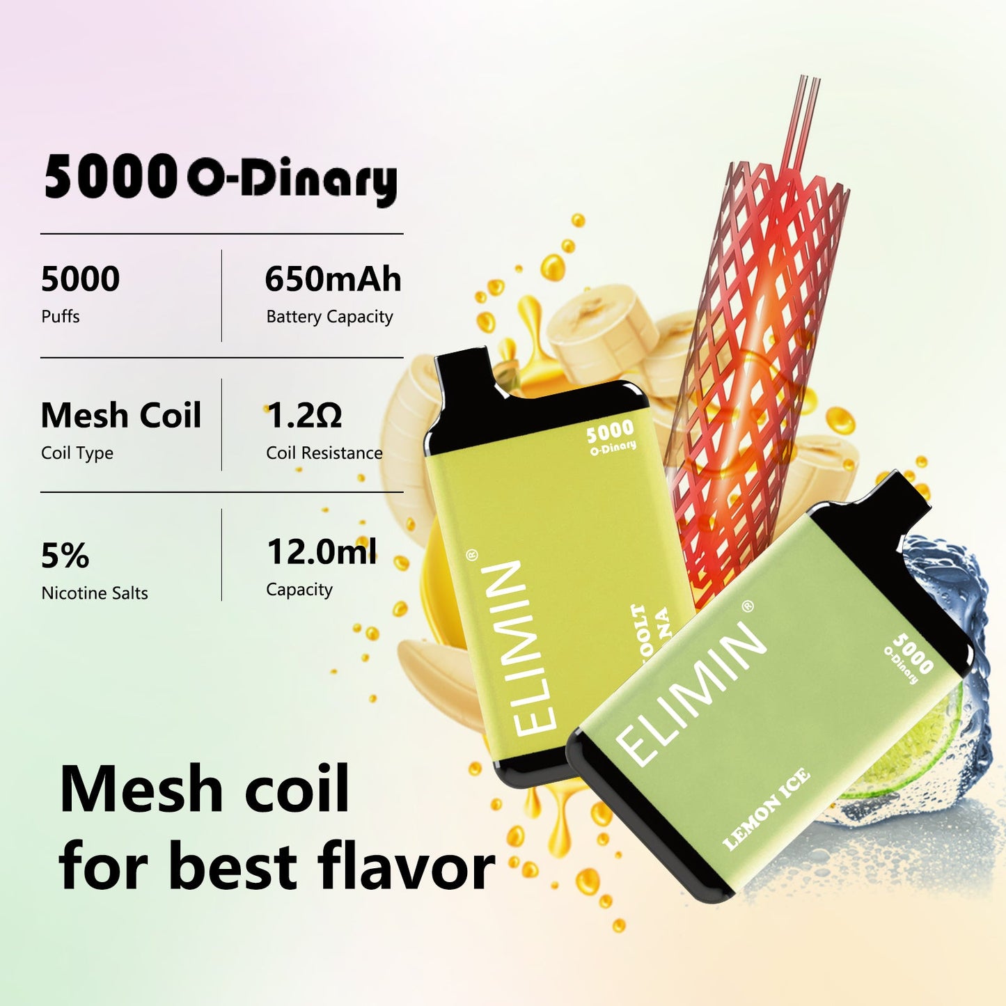 Kit Elimin O-Dinary 5000 puff cigarette électronique jetable 650mah rechargeable