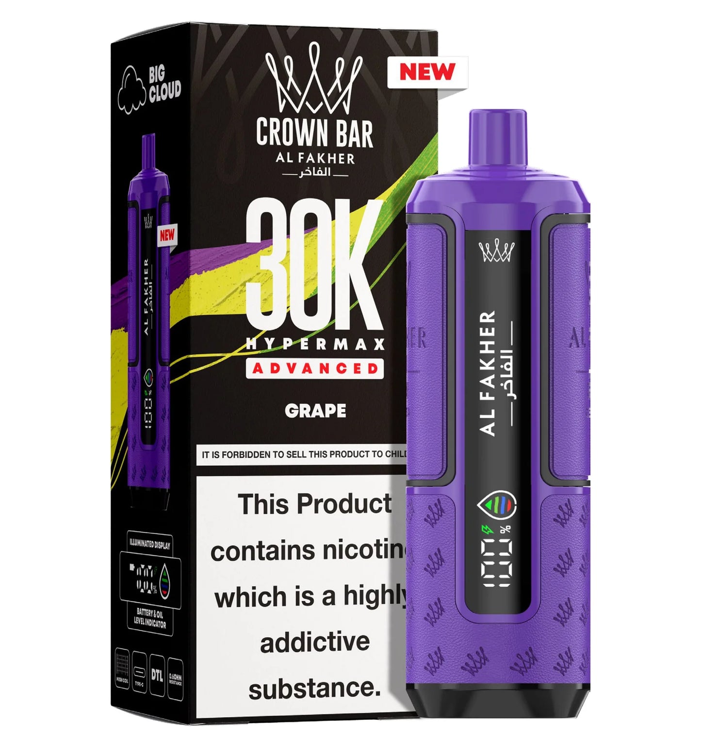 Kit jetable prérempli AL Fakher Crown Bar 30K Hypermax