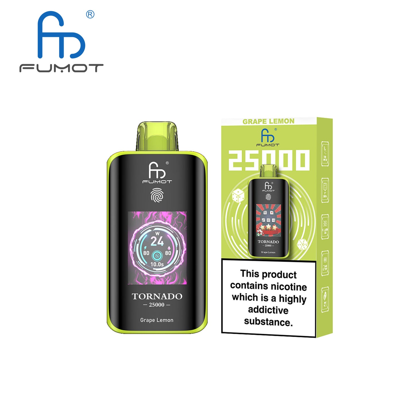 [Clearance Sale] Kit jetable rechargeable Fumot Randm Tornado 25000 25K Puffs (Touch Button)