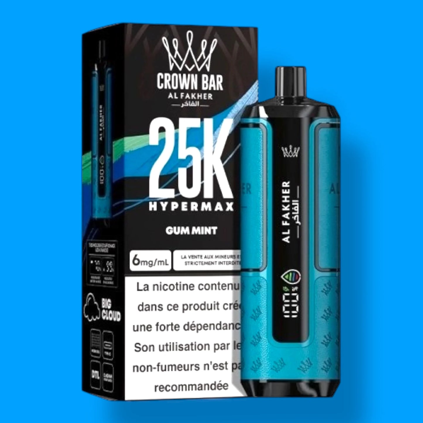Kit jetable AL Fakher Crown Bar 25K Hypermax (25000 Puffs)
