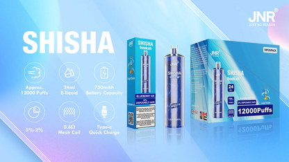 JNR Shisha Hookah 12000 Puffs DTL Vape jetable rechargeable